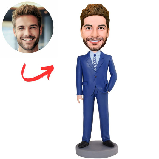 Business Man Hands in Pockets Custom Bobbleheads