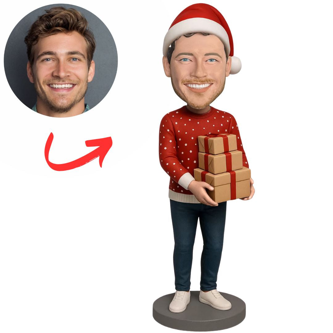 Man with Christmas Presents Custom Bobbleheads