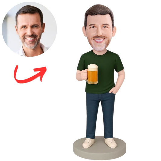 Casual Man Holding Beer Custom Bobbleheads