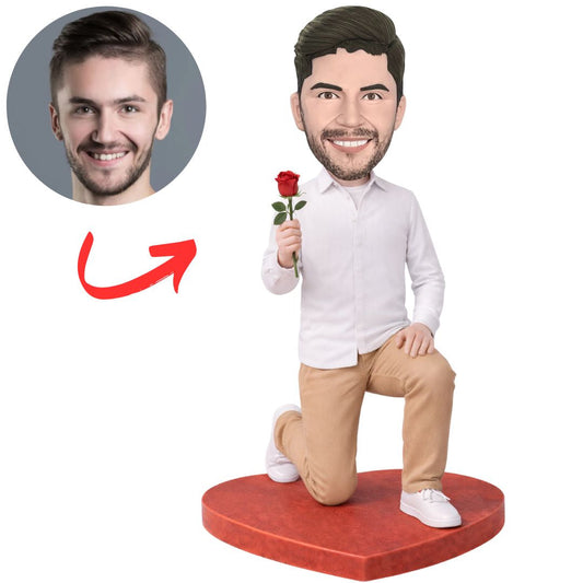 Knelt Down and Proposed with Rose Custom Bobbleheads