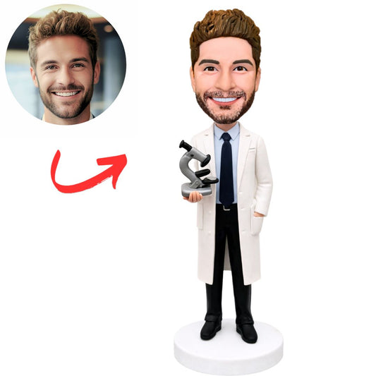 Laboratory Doctor Holding Microscope Custom Bobbleheads