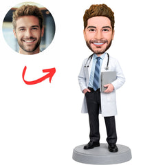 Handsome Doctor Holding Laptop Custom Bobbleheads
