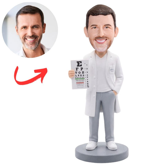 Ophthalmologist Doctor in White Lab Coat Custom Bobbleheads