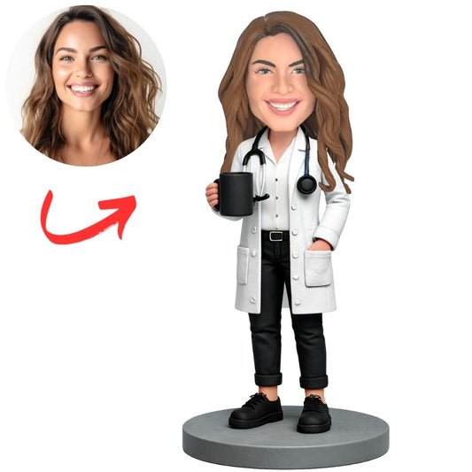 Female Doctor Holding Cup Custom Bobbleheads