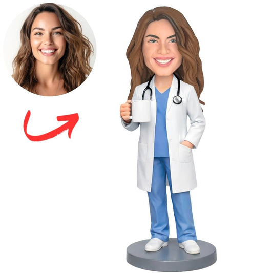 Female Doctor Holding Mug Custom Bobbleheads