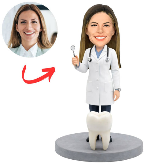 Female Dentist and Big Teeth Custom Bobbleheads