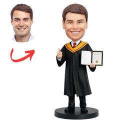 Male Graduate Figurine with Diploma Custom Bobbleheads