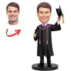 Man Holding Graduation Cap Custom Bobbleheads