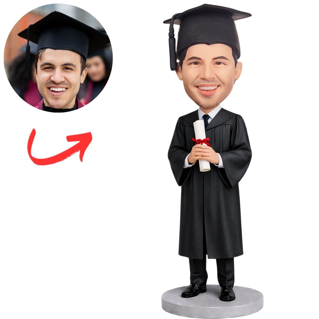 Custom Graduation Bobbleheads Holding Diploma