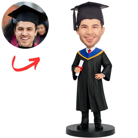 Graduate with Diploma and Academic Hood Custom Bobbleheads