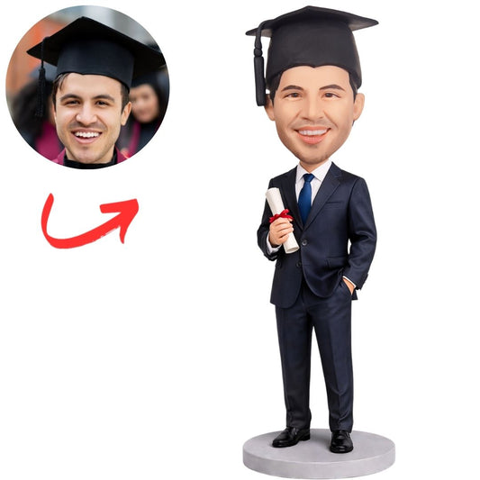 Graduate Weearing Suit with Diploma Scroll Custom Bobbleheads