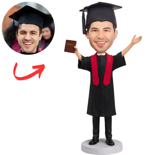 Graduation Man with Diploma Book Custom Bobbleheads