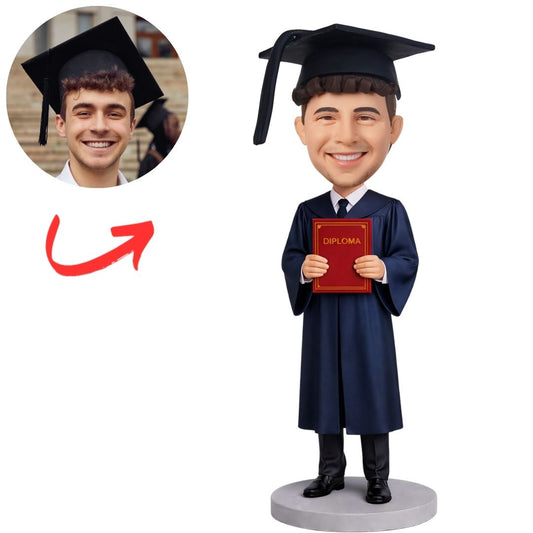 Graduation Man Holding Diploma Certificate Custom Bobbleheads