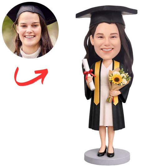 Female Graduation with Bouquet Custom Bobbleheads
