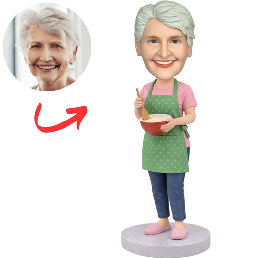Mom Holding a Bowl of Noodles Custom Bobbleheads