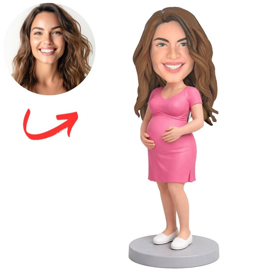 Pregnant Mom with a Big Belly Custom Bobbleheads
