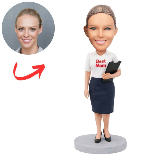 Office Mom with Clipboard Custom Bobbleheads