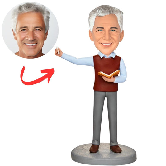 Teacher Holding a Piece of Chalk Custom Bobbleheads