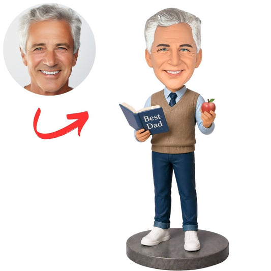 Best Dad Teacher Holding an Apple Custom Bobbleheads