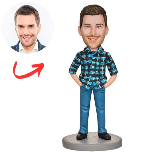 Plaid Shirt Casual Man Custom Bobbleheads