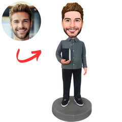 University Professor Holding a Book Custom Teacher Bobbleheads