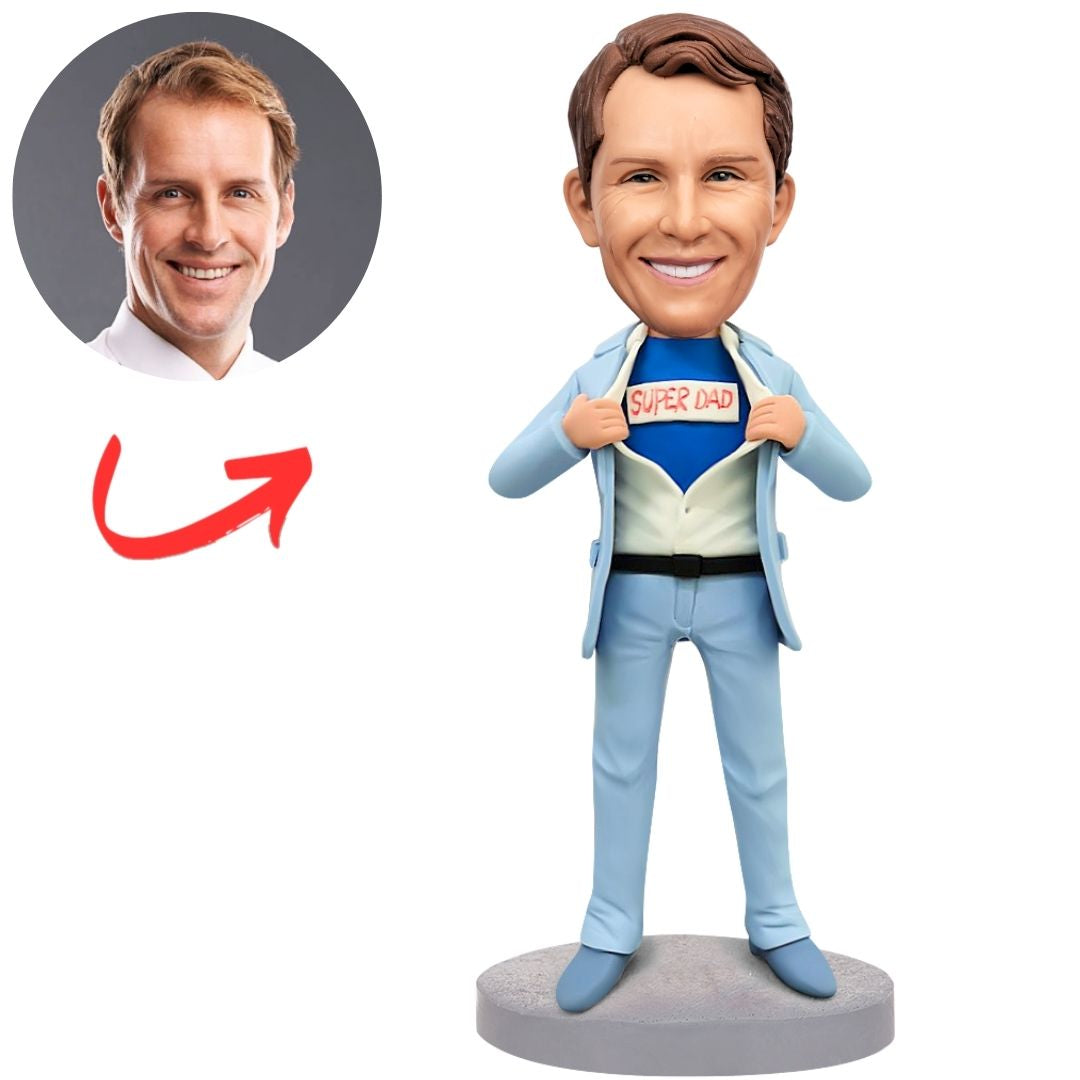 Blue Suit Super Dad Custom Bobbleheads