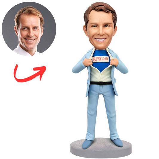 Blue Suit Super Dad Custom Bobbleheads