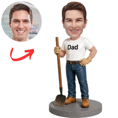 Dad Holding a Shovel Custom Bobbleheads