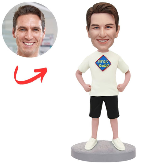 White Shirt Super Daddy Custom Bobbleheads