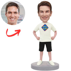 White Shirt Super Daddy Custom Bobbleheads