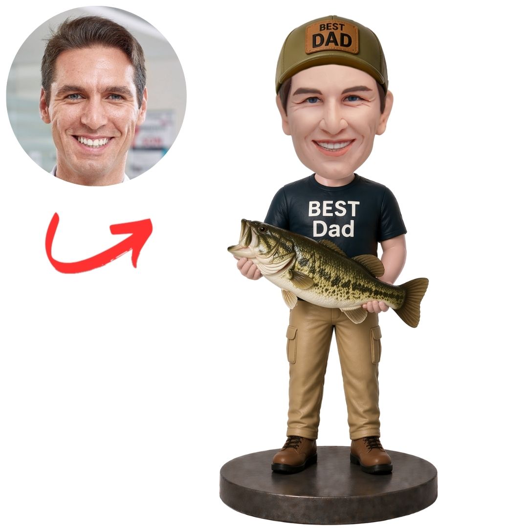 Best Dad Holding Big Fish Custom Bobbleheads