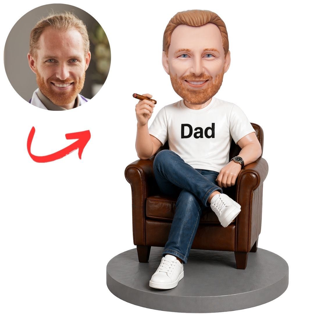 Smoking Dad Sitting on The Sofa Custom Bobbleheads