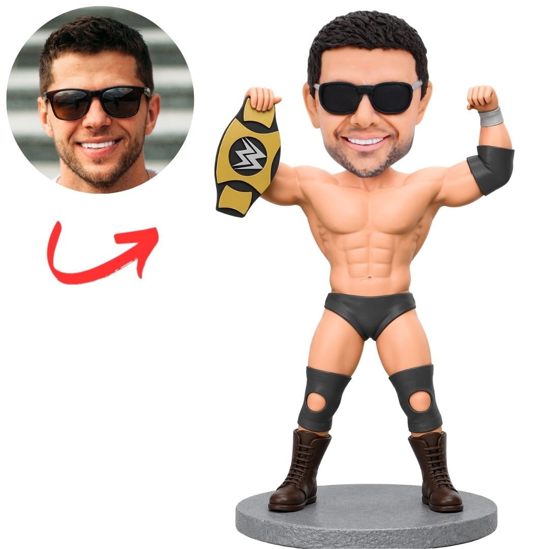 Champion Wrestler with Gold Belt Custom Bobbleheads
