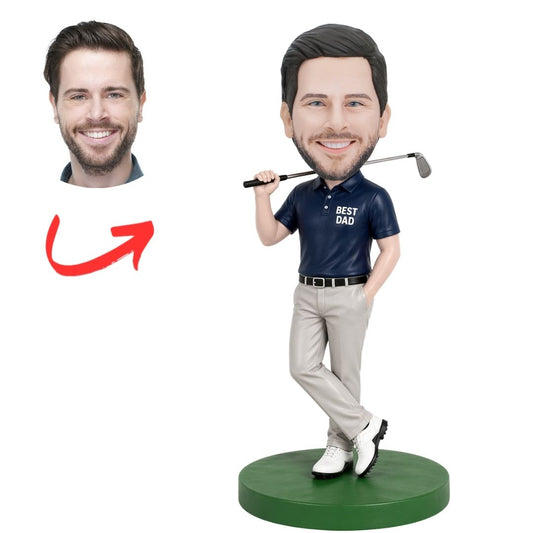 Best Dad Golfer in Grey Pants Custom Bobbleheads