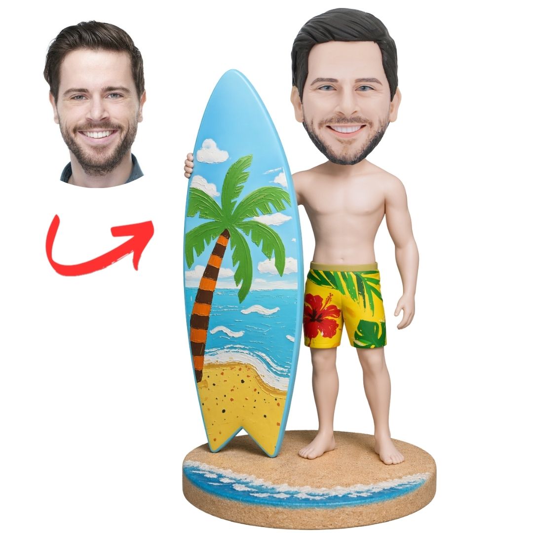 Hawaiian Surfing Man Custom Bobbleheads