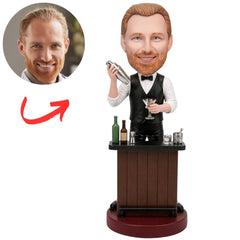 Bartender with Bar Counter Custom Bobbleheads