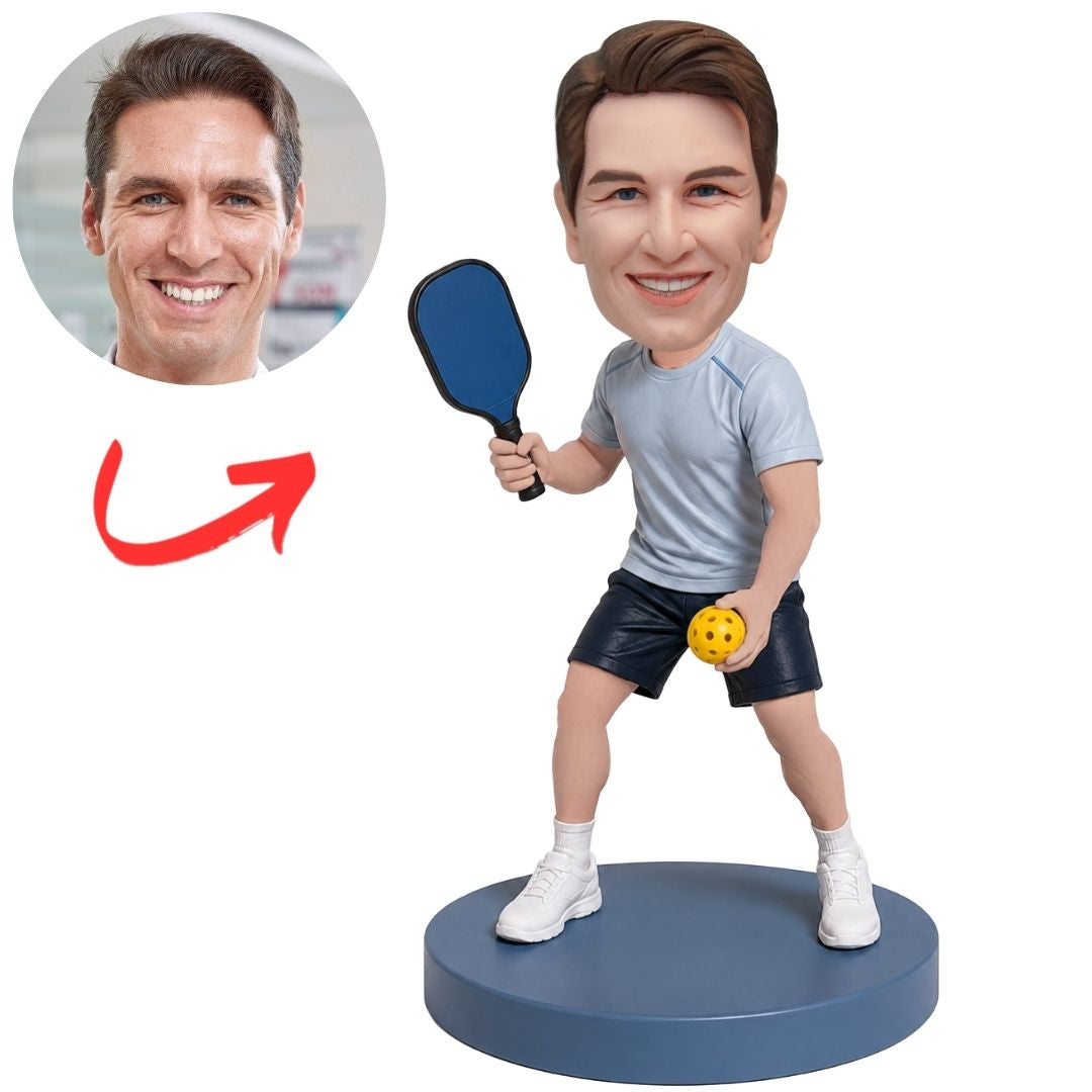 Navy Shorts Pickleball Player Custom Bobbleheads