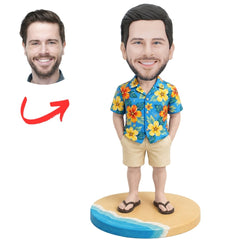 Beach Vacation in Hawaiian Shirt Custom Bobbleheads