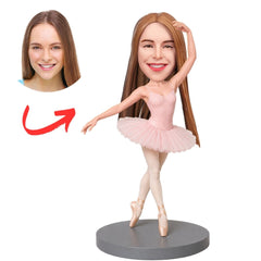 Ballerina in Pink Tutu Pointing Toe Custom Bobblehead