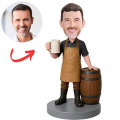 Brewers Beer Server with Barrel and Mug Custom Bobblehead