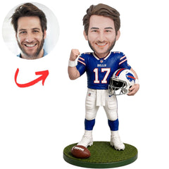 Buffalo Bills Football Player with Helmet on Turf Base Custom Bobblehead