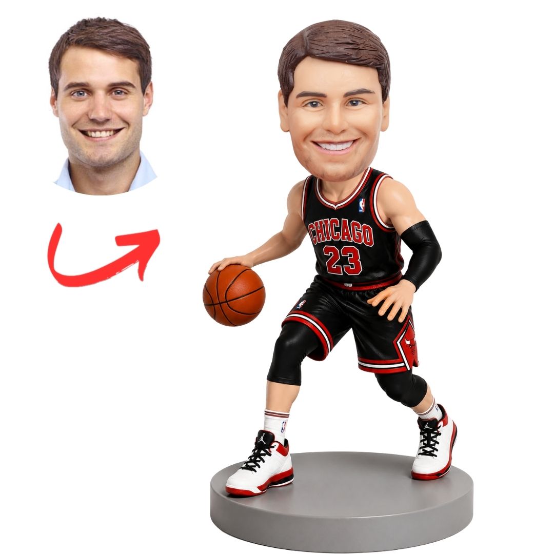 Chicago Bulls Basketball Player Dribbling Custom Bobblehead
