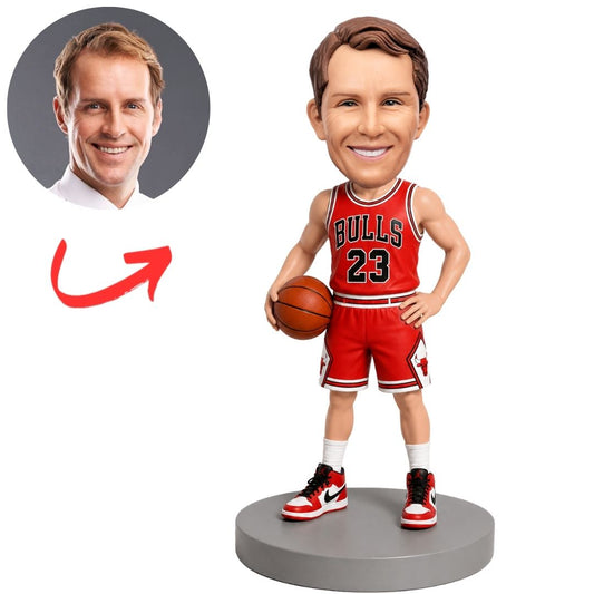 Chicago Bulls Basketball Player Holding Ball at Hip Custom Bobblehead