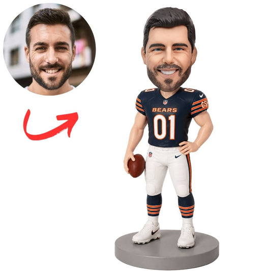 Chicago Bears Football Player Holding Ball Custom Bobblehead
