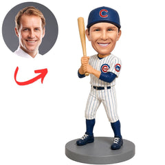 Chicago Cubs Batter Holding Bat Upright Custom Bobblehead