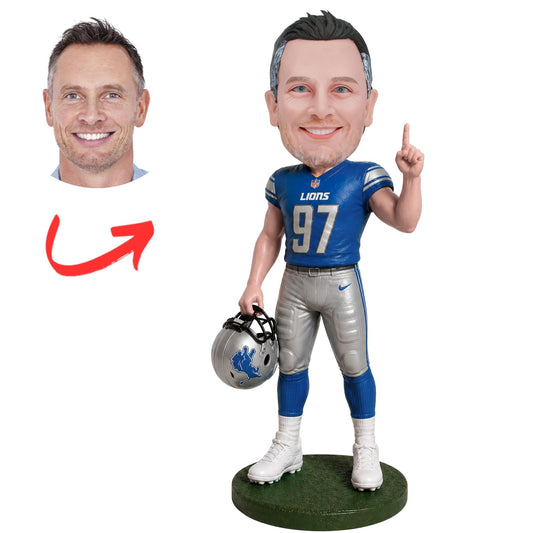 Detroit Lions Football Player Number 97 with Helmet Custom Bobblehead