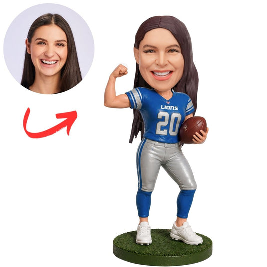 Detroit Lions Woman Football Player Number 20 Custom Bobblehead