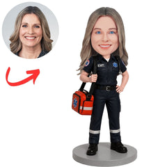 Female EMT Carrying Orange Medical Kit Custom Bobblehead