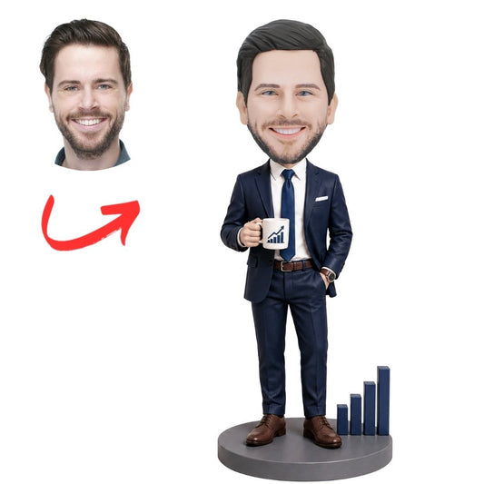 Financial Advisor with Chart Base Holding Report Custom Bobblehead
