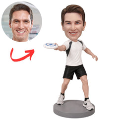 Frisbee Player Reaching Forward with Disc Custom Bobblehead